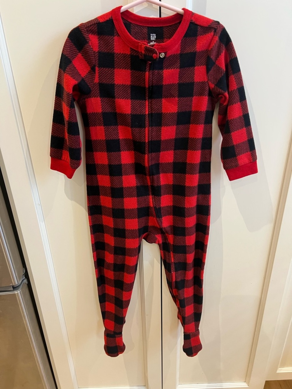 Baby gap 2t Red and Black Plaid Kids One-Piece Pajamas